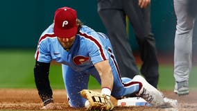 Phillies first baseman Bryce Harper leaves game versus Nationals with mid-back spasms