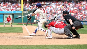 Bryce Harper hits 300th homer, going deep against the Los Angeles Angels' Matt Moore