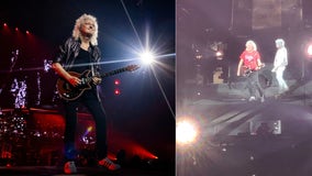 Watch: Queen's Brian May wears Phillies shirt during 'We are the Champion' at Wells Fargo Center