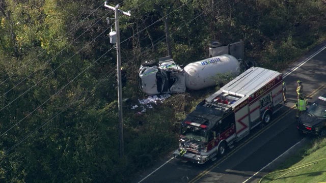 Evacuations order lifted after overturned truck causes 'hazardous situation' in Bucks County
