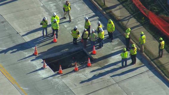 Sinkhole shuts down stretch of Route 202 again near King of Prussia Mall
