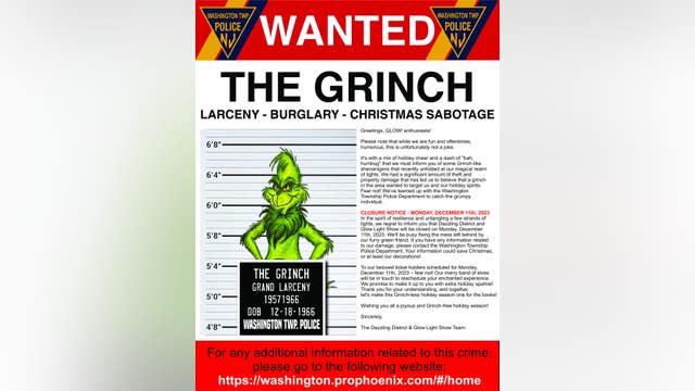 'Grinch' wanted for forcing 'GLOW' light show to close temporarily in South Jersey