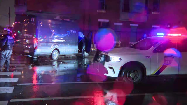 Amazon truck, police car involved in crash in Kingsessing