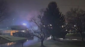 Transformers spark, blow out during storm lighting night sky, putting Delco residents in the dark