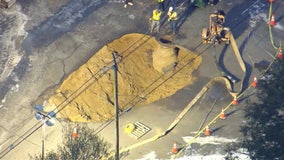 Sewer line collapse causes massive crater in Delran: officials