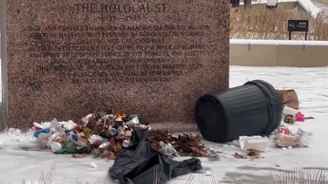 Trash dumped at Holocaust monument in Center City days after being vandalized with swastika