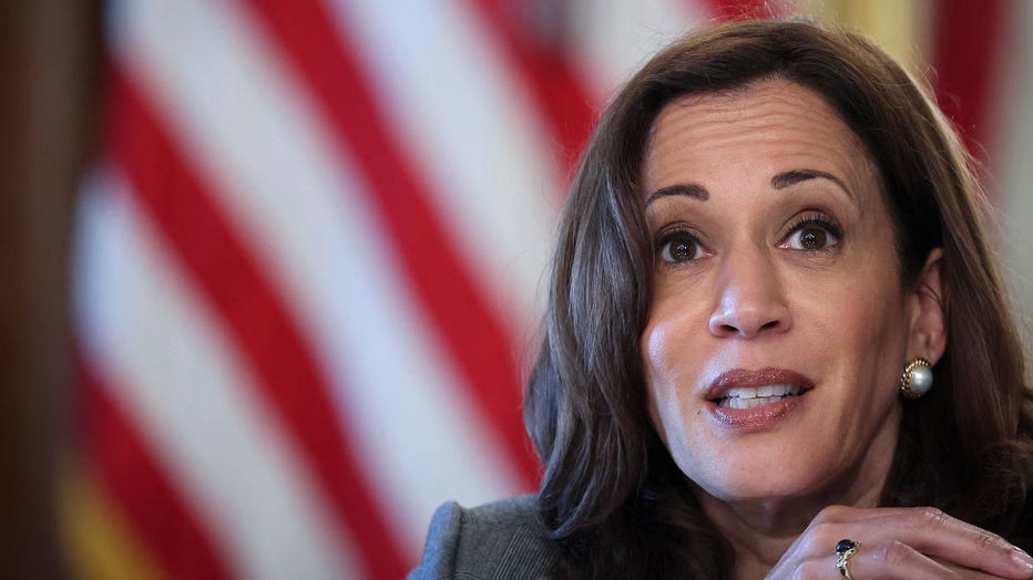 U.S. Vice President Kamala Harris delivers remarks during a meeting with legal experts on the pending Supreme Court decision impacting the Roe vs. Wade case at the White House complex on June 14, 2022, in Washington, D.C. (Photo by Win McNamee/Getty Images)