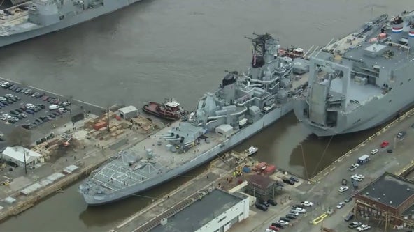 Battleship New Jersey completes move to Philadelphia Navy Yard for maintenance