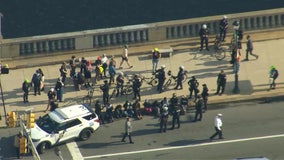 Pro-Palestine protesters gather outside City Hall in Philadelphia