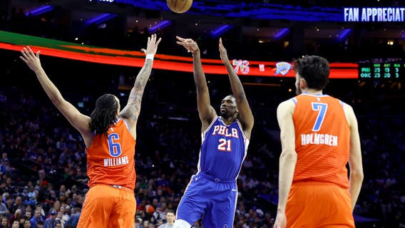 Joel Embiid scores 24 points in his return from knee surgery. Sixers top Thunder 109-105