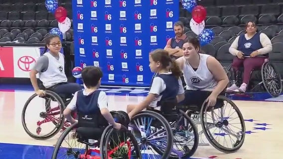 Sixers home court perfect backdrop for kids to practice as 76ers host wheelchair basketball clinic
