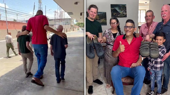 Man with world's largest feet receives new, custom shoes