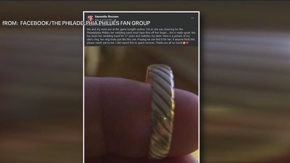 Delco woman loses wedding band at Phillies game and asks for help finding it
