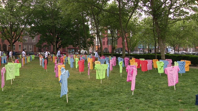 340 colorful t-shirts displayed in North Philly to honor lives lost to gun violence