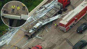 Steel beams spill across I-95 after tractor-trailers, concrete barrier collide in Wilmington