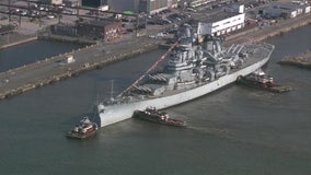 Battleship New Jersey begins trip home to Camden after historic dry-dock in Philadelphia