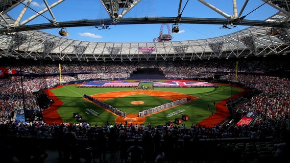 MLB London Series: Watch soccer pitch transform into baseball diamond in stunning time lapse video