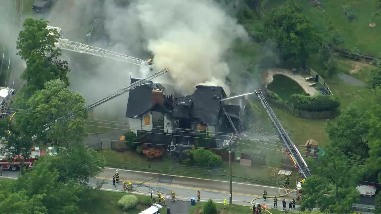 Raging fire erupts at historic Pennsylvania home for second time in months
