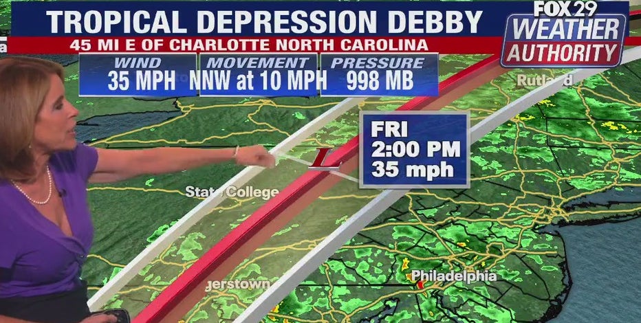 Tropical Storm Debby in Philadelphia: Heavy rain, possible tornado coming Friday