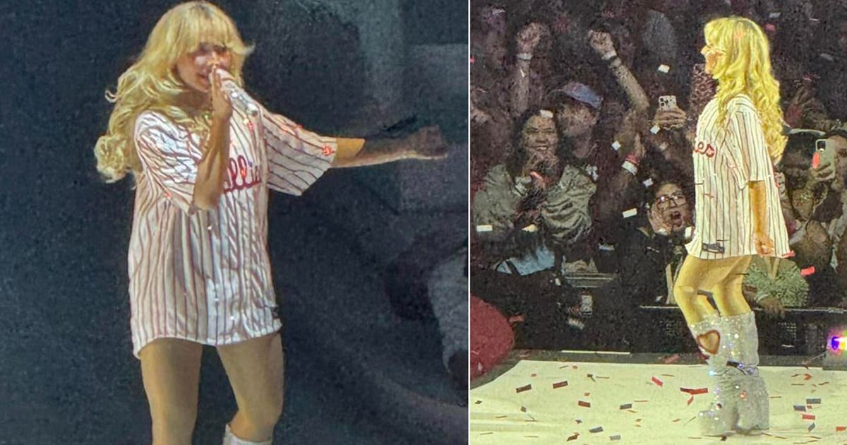 Sabrina Carpenter rocks bedazzled Phillies jersey during hometown show ...
