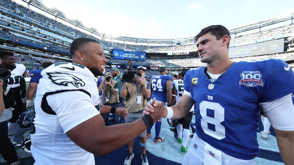 Barkley rushes for 176 yards and a TD in a memorable return as the Eagles blitz the Giants 28-3