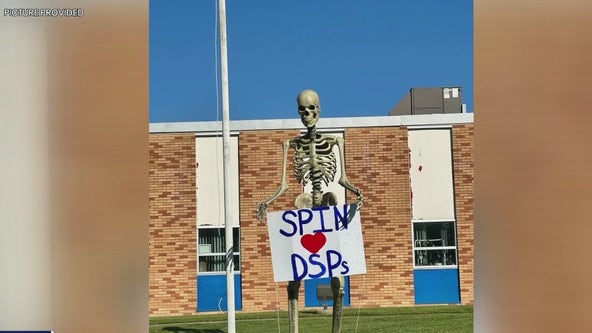 12-foot skeleton mascot stolen from front lawn of intellectual disabilities organization