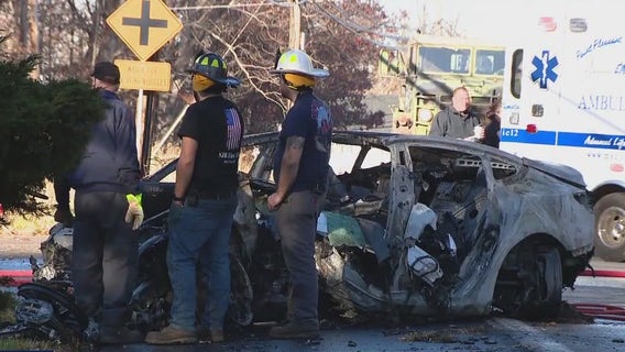 Fiery crash claims 2 lives as 2 cars collide, igniting lithium-ion batteries