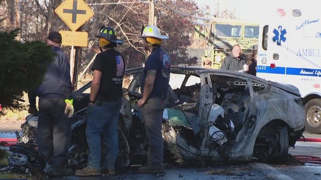 Fiery crash claims 2 lives as 2 cars collide, igniting lithium-ion batteries