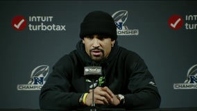 Eagles' Jalen Hurts ready to face Commanders in NFC title game on balky left knee