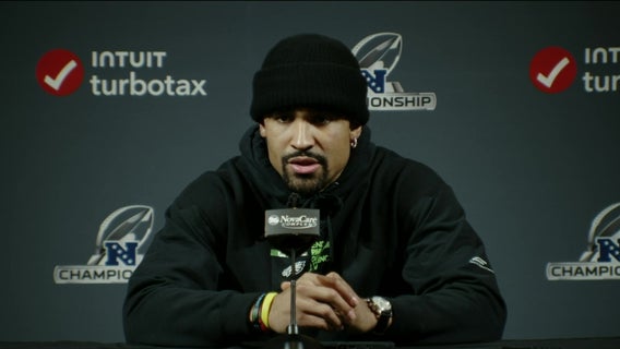 Eagles' Jalen Hurts ready to face Commanders in NFC title game on balky left knee