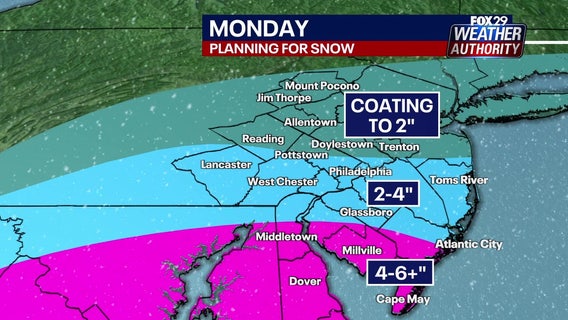 Philadelphia snow forecast: Winter Storm Watch issued with measurable snow expected Monday
