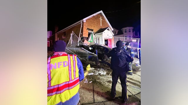 Stolen car crashes into church in New Castle County leaving 2 injured: police