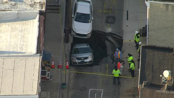 Video: Massive sinkhole swallows vehicle in Port Richmond