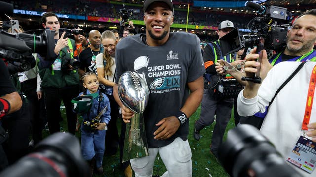 Saquon Barkley sets the NFL's season rushing record, including the playoffs