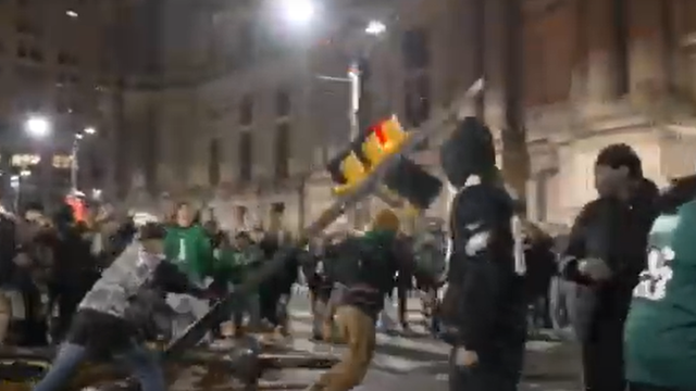 More than 20 suspects sought for tearing down poles during Super Bowl celebration