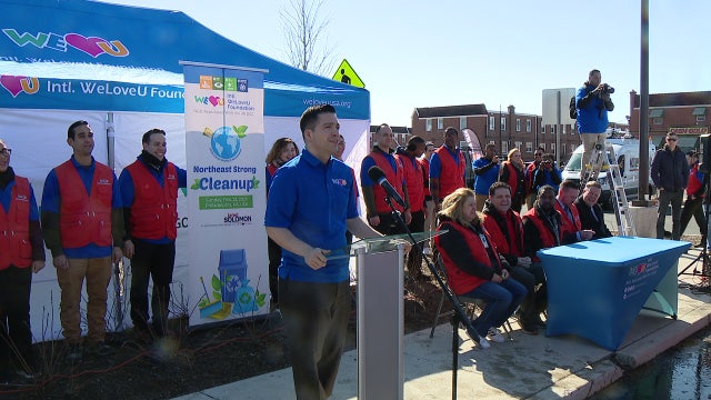 We Love U Foundation volunteers gather to clean up Philly plane crash site