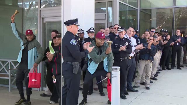 South Jersey police officer celebrates beating cancer in emotional moment