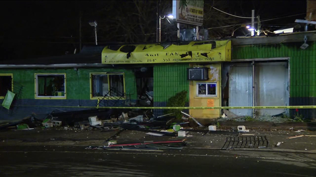 Car crashes into restaurant, sparks fire in Southwest Philadelphia