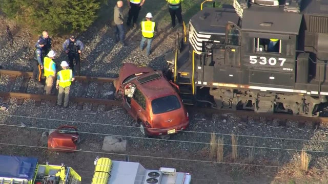 Woman airlifted to hospital after freight train crash in Newfield: police