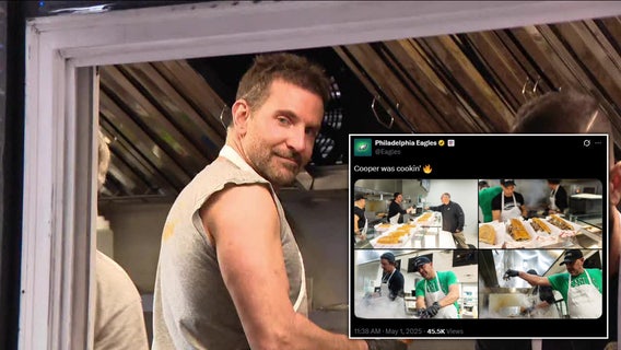 Bradley Cooper cooks cheesesteaks for the Eagles: 'Cooper was cookin'