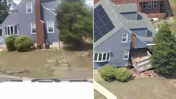 Watch: Dash cam video shows dump truck plow into Gloucester County home