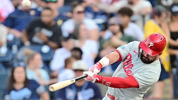Schwarber's 45-game on-base streak for Phillies is longest in the majors since 2023