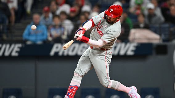 Schwarber hits 2 homers to tie Aaron Judge for MLB lead as Phillies beat Guardians 3-0