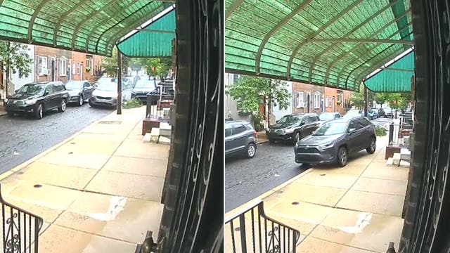 Impatient driver caught driving up Philly sidewalk, knocking over tree in shocking video