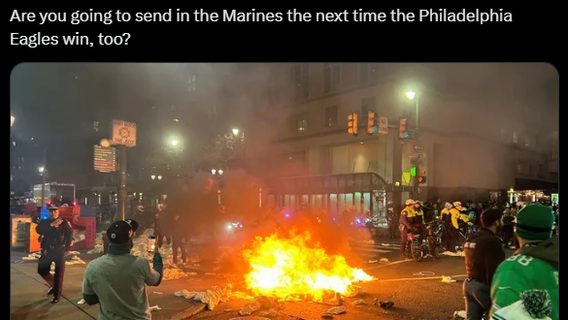 LA protests: Eagles fans called out by Gov. Newsom's office amid Trump response