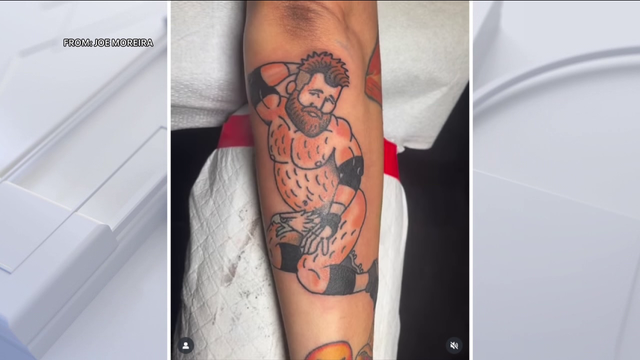 Viral Jason Kelce tattoo is all thanks to Giants fan losing bet to Eagles fan husband