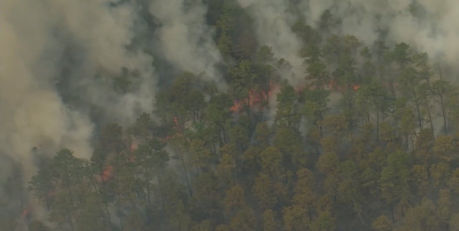 Wildfire burning in Burlington County, New Jersey