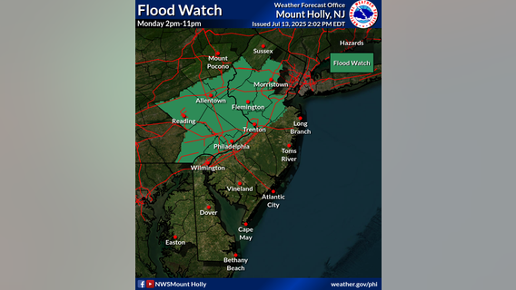 Flood watch underway in Philly area Monday: What you need to know