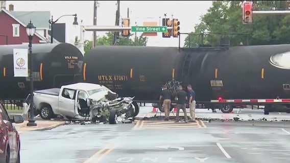 Video: 2 teens critically injured after pickup truck crashes into freight train in Lansdale