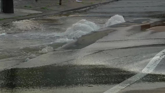 Water main break causes road closures at busy intersection in Philadelphia